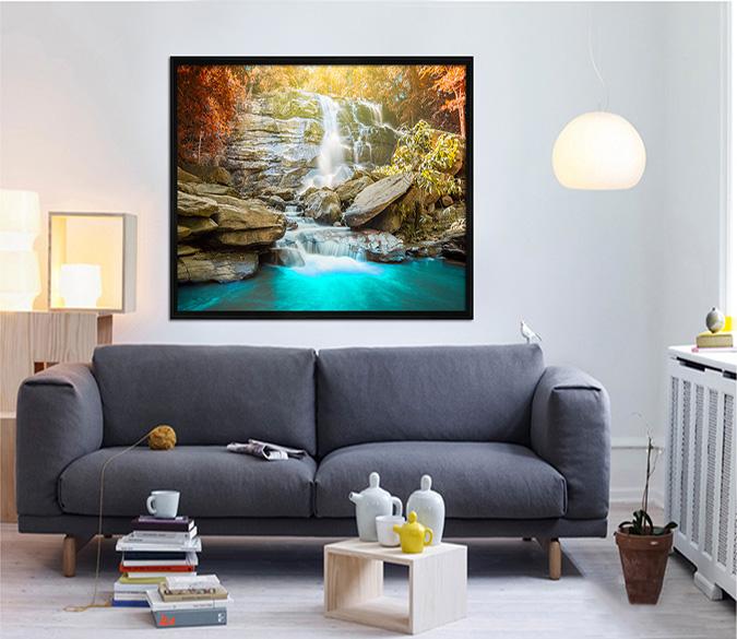 3D Sunshine Waterfall 155 Fake Framed Print Painting Wallpaper AJ Creativity Home 