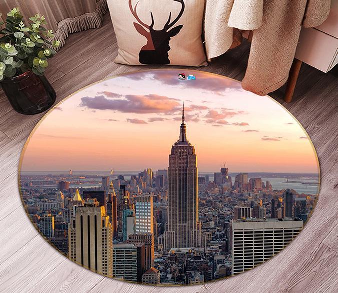 3D Sunset New York 138 Round Non Slip Rug Mat Mat AJ Creativity Home 
