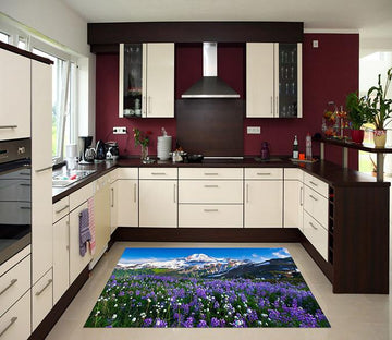 3D Snow Mountain Flowers Kitchen Mat Floor Mural Wallpaper AJ Wallpaper 