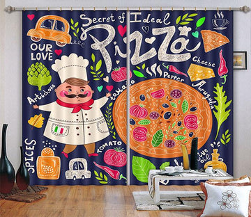 3D Chef Pizza Pattern Curtains Drapes Wallpaper AJ Wallpaper 