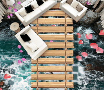 3D River Hanging Bridge Floor Mural Wallpaper AJ Wallpaper 2 