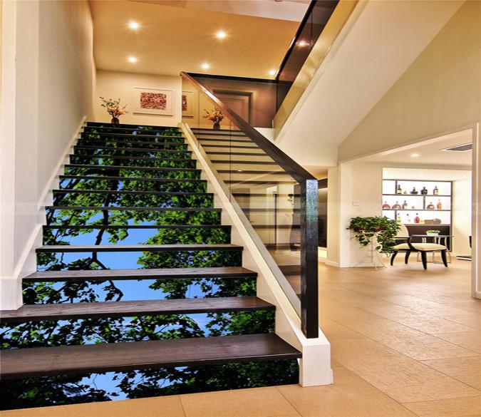 3D Tree Green Leaves 15 Stair Risers Wallpaper AJ Wallpaper 