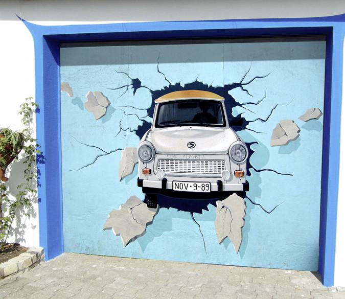 3D Car Hitting Wall 264 Garage Door Mural Wallpaper AJ Wallpaper 