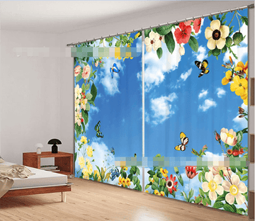 3D Flowers Butterflies 2163 Curtains Drapes Wallpaper AJ Wallpaper 