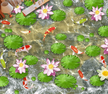 3D Clear Lotus Pond Floor Mural Wallpaper AJ Wallpaper 2 