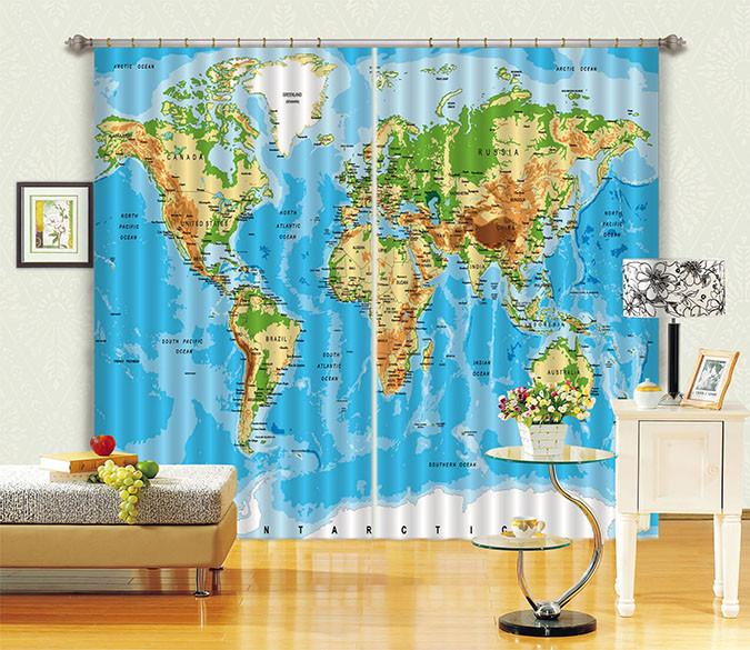 3D World Map 556 Curtains Drapes Wallpaper AJ Wallpaper 