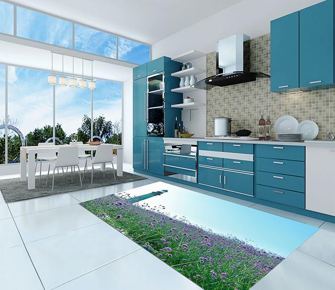 3D Lighthouse Flowers Kitchen Mat Floor Mural Wallpaper AJ Wallpaper 