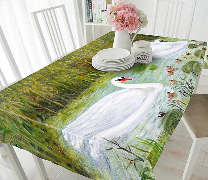 3D White Swans 852 Tablecloths Wallpaper AJ Wallpaper 