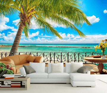 Beach Balcony Tree Wallpaper AJ Wallpaper 