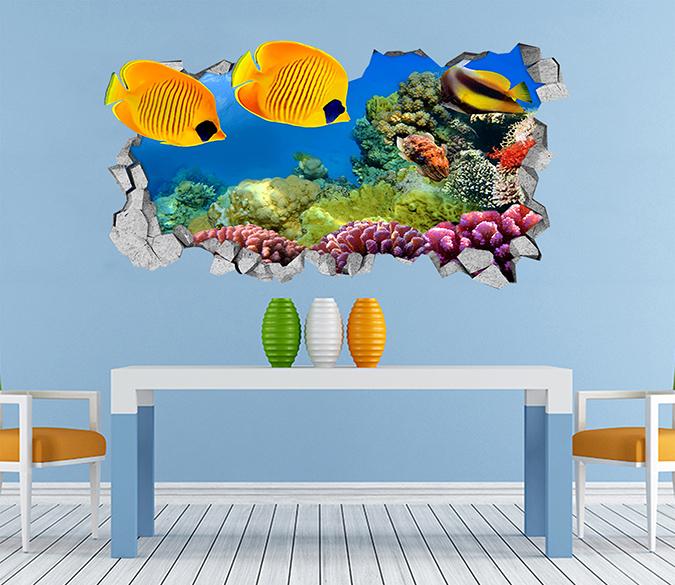 3D Bright Ocean World 148 Broken Wall Murals Wallpaper AJ Wallpaper 