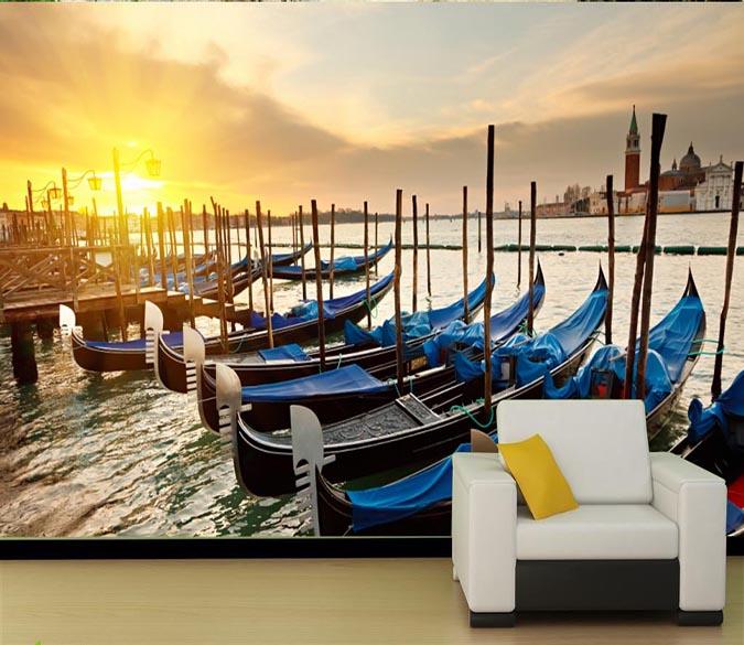 3D Evening Boat 723 Wallpaper AJ Wallpaper 