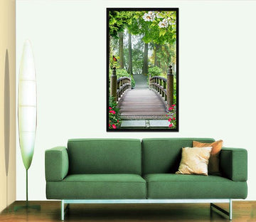 3D Forest Bridge 103 Fake Framed Print Painting Wallpaper AJ Creativity Home 