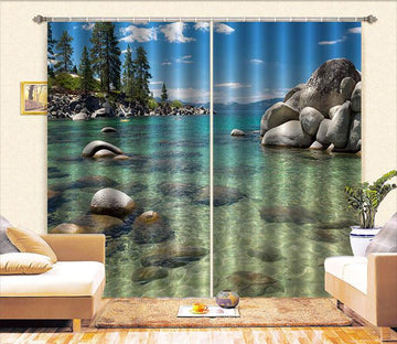 3D Sea Bay Scenery 594 Curtains Drapes Wallpaper AJ Wallpaper 