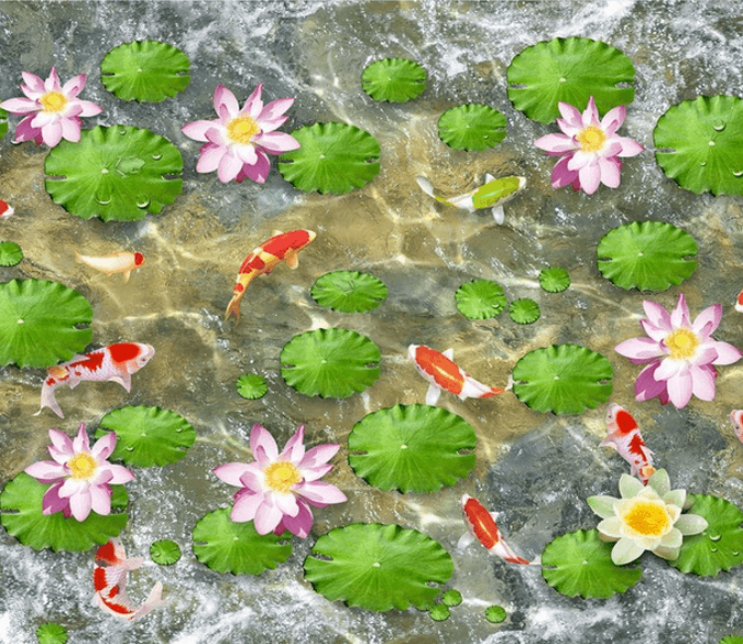 3D Pure Lotus Pond Floor Mural Wallpaper AJ Wallpaper 2 