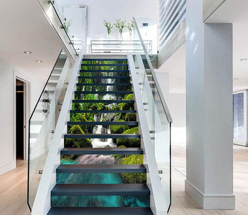 3D Waterfall Rocks Mosses 820 Stair Risers Wallpaper AJ Wallpaper 