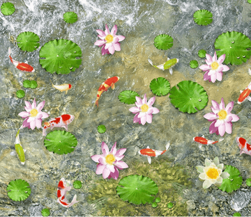 3D Lively Pond Floor Mural Wallpaper AJ Wallpaper 2 