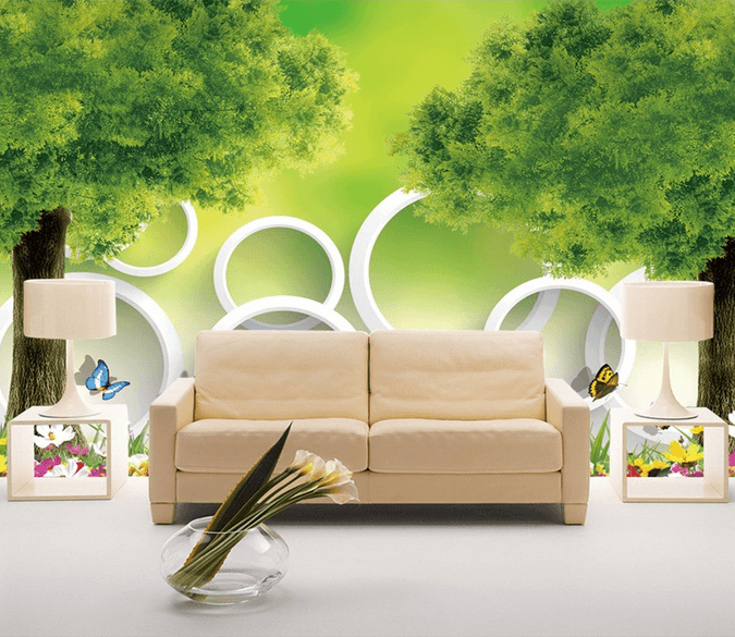 Lush Trees And Circles Wallpaper AJ Wallpaper 
