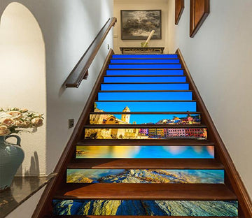 3D Seaside Color City 811 Stair Risers Wallpaper AJ Wallpaper 
