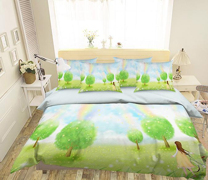 3D Grassland Rainbow 340 Bed Pillowcases Quilt Wallpaper AJ Wallpaper 