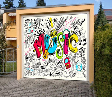 3D Graffiti Music 86 Garage Door Mural Wallpaper AJ Wallpaper 