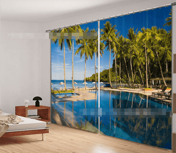3D Sea Coconut Trees 920 Curtains Drapes Wallpaper AJ Wallpaper 