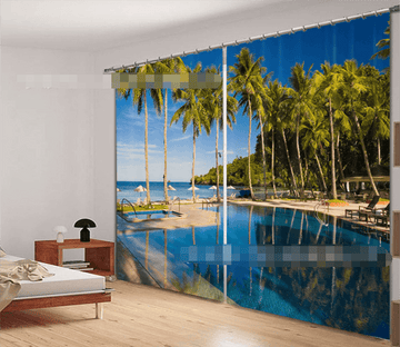 3D Sea Coconut Trees 920 Curtains Drapes Wallpaper AJ Wallpaper 