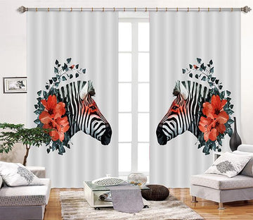 3D Zebras Flowers 2397 Curtains Drapes Wallpaper AJ Wallpaper 
