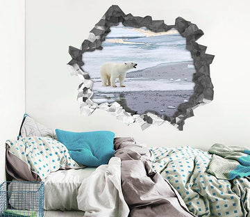 3D Seaside Polar Bear 190 Broken Wall Murals Wallpaper AJ Wallpaper 