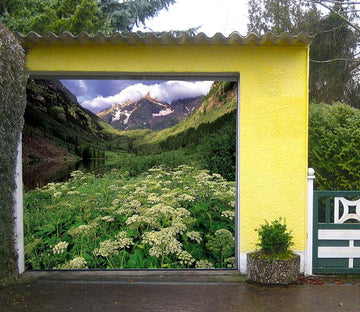 3D Mountains Lake Flowers 101 Garage Door Mural Wallpaper AJ Wallpaper 