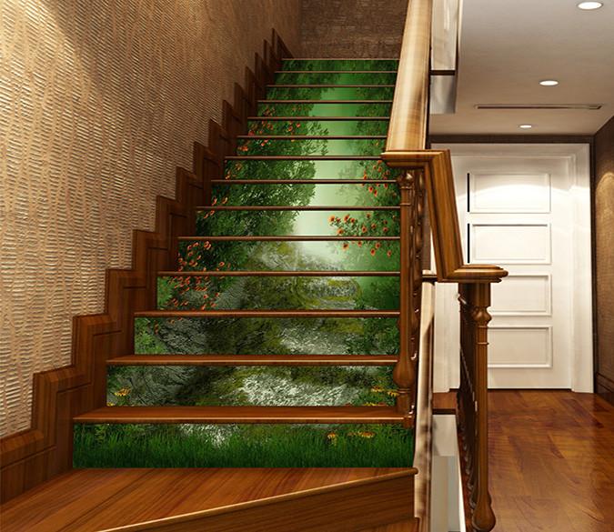 3D Quiet Forest Flowers 809 Stair Risers Wallpaper AJ Wallpaper 