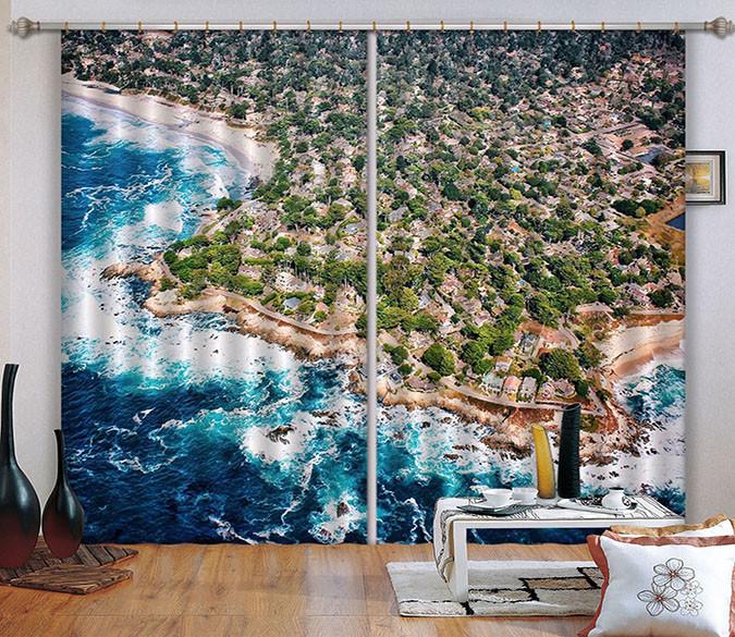 3D Seaside Town Scenery 356 Curtains Drapes Wallpaper AJ Wallpaper 