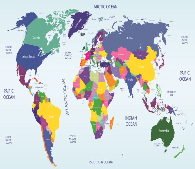 Colored World Map 1 Wallpaper AJ Wallpaper 