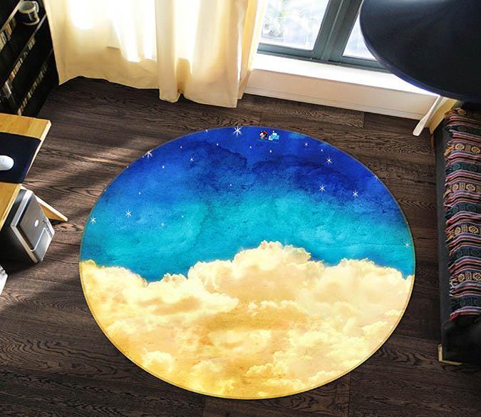 3D Stars Sky Clouds 84 Round Non Slip Rug Mat Mat AJ Creativity Home 