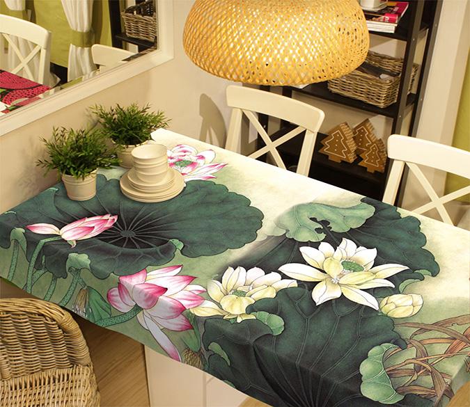 3D Lotus Flowers 132 Tablecloths Wallpaper AJ Wallpaper 