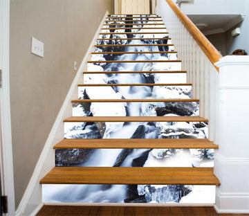 3D River Snow Scenery 586 Stair Risers Wallpaper AJ Wallpaper 