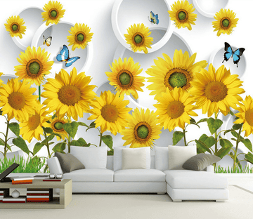 Sunflowers And Circles Wallpaper AJ Wallpaper 