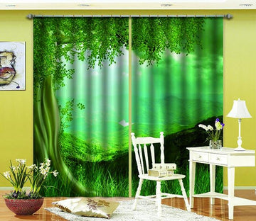 3D Green Mountains Lush Green Tree 722 Curtains Drapes Wallpaper AJ Wallpaper 