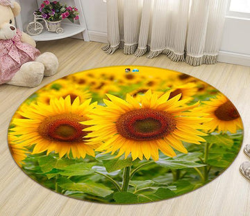 3D Pretty Sunflowers 104 Round Non Slip Rug Mat Mat AJ Creativity Home 