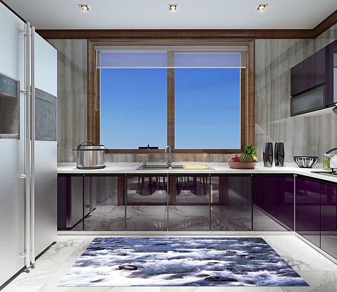 3D River Stones 017 Kitchen Mat Floor Mural Wallpaper AJ Wallpaper 