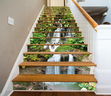 3D Falling Creek Green Plants 411 Stair Risers Wallpaper AJ Wallpaper 