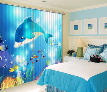 3D Lovely Dolphin 420 Curtains Drapes Wallpaper AJ Wallpaper 
