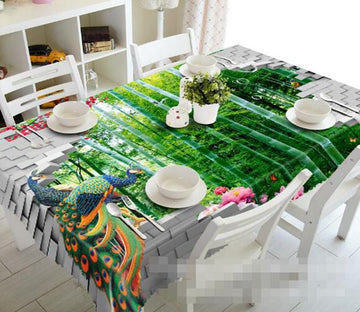 3D Bamboo Forest Peacocks 1268 Tablecloths Wallpaper AJ Wallpaper 