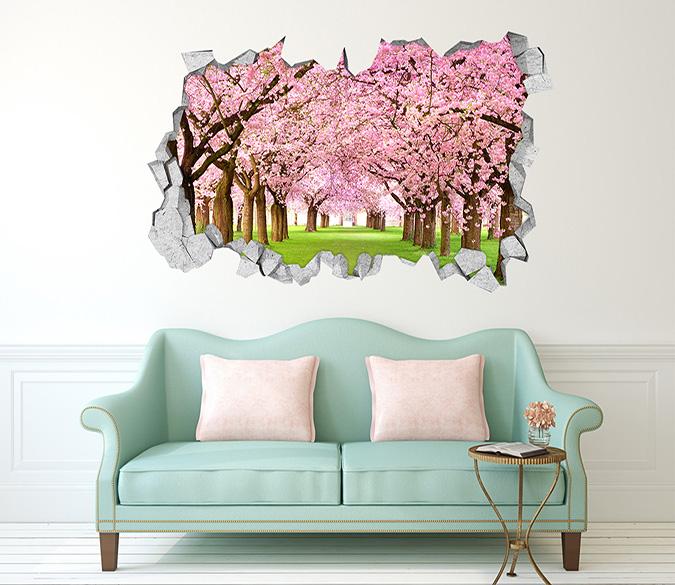 3D Flowering Trees 126 Broken Wall Murals Wallpaper AJ Wallpaper 