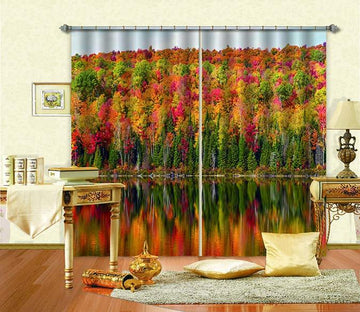 3D Color Forest Lake Scenery 599 Curtains Drapes Wallpaper AJ Wallpaper 