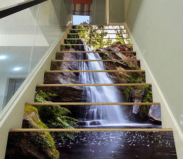 3D Rock Cliff Waterfall 1172 Stair Risers Wallpaper AJ Wallpaper 