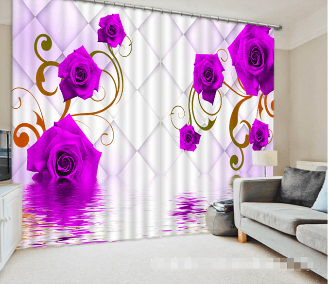 3D Flowers And Lattice 1342 Curtains Drapes Wallpaper AJ Wallpaper 