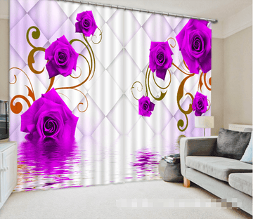 3D Flowers And Lattice 1342 Curtains Drapes Wallpaper AJ Wallpaper 