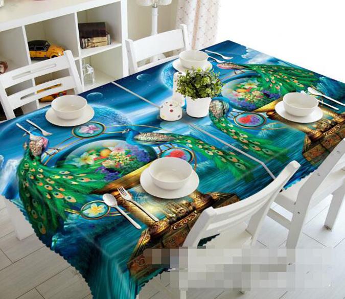 3D Peacocks 900 Tablecloths Wallpaper AJ Wallpaper 