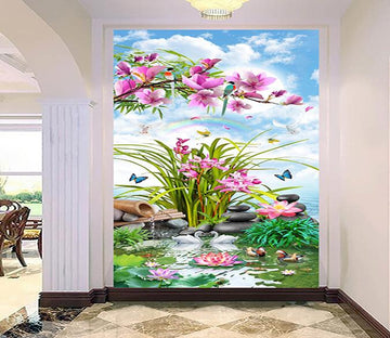 3D Moon Flower Swan 367 Wallpaper AJ Wallpaper 