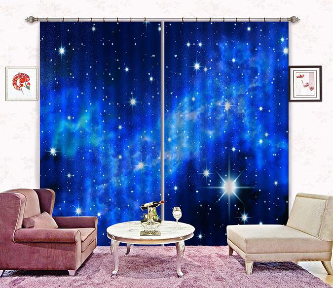 3D Blue Sky Shiny Stars 2231 Curtains Drapes Wallpaper AJ Wallpaper 